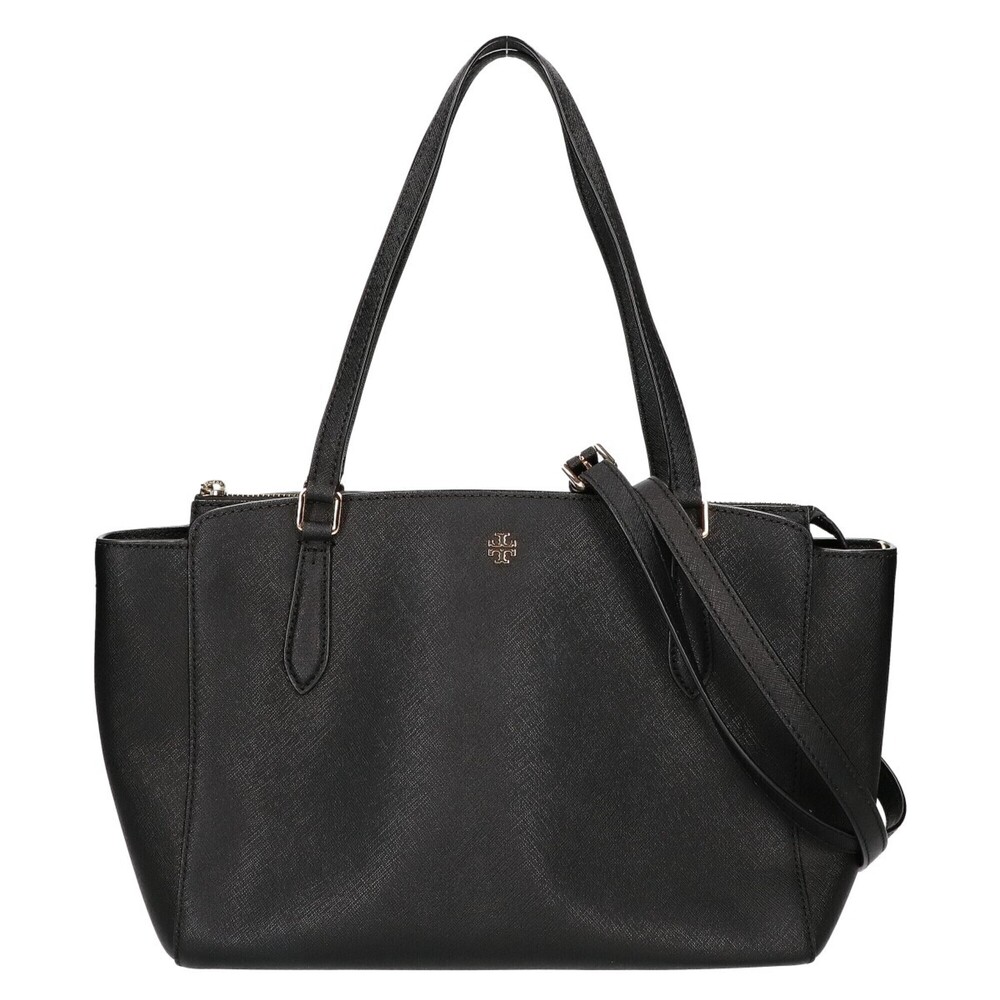 Tory Burch 10009171 Leather 2-Way Tote Bag, Black, Women's
